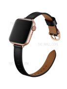 Genuine Leather Metal Buckle Watch Band Strap for Apple Watch Ultra 49mm / Ultra 2 49mm / Series 9 45mm / SE (2023) 44mm / Series 8 45mm / 7 45mm / Watch Series 6 / 5 / 4 / SE 44mm / SE (2022) 44mm /  Series 3 / 2 / 1 42mm - Black / Rose Gold Buckle