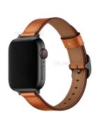 Genuine Leather Metal Buckle Watch Band Strap for Apple Watch Ultra 49mm / Ultra 2 49mm / Series 9 45mm / SE (2023) 44mm / Series 8 45mm / 7 45mm / Watch Series 6 / 5 / 4 / SE 44mm / SE (2022) 44mm /  Series 3 / 2 / 1 42mm - Brown / Black Buckle