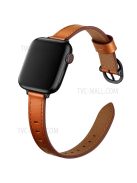 Genuine Leather Metal Buckle Watch Band Strap for Apple Watch Ultra 49mm / Ultra 2 49mm / Series 9 45mm / SE (2023) 44mm / Series 8 45mm / 7 45mm / Watch Series 6 / 5 / 4 / SE 44mm / SE (2022) 44mm /  Series 3 / 2 / 1 42mm - Brown / Black Buckle