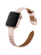 Genuine Leather Metal Buckle Watch Band Strap for Apple Watch Ultra 49mm / Ultra 2 49mm / Series 9 45mm / SE (2023) 44mm / Series 8 45mm / 7 45mm / Watch Series 6 / 5 / 4 / SE 44mm / SE (2022) 44mm /  Series 3 / 2 / 1 42mm - Pink / Rose Gold Buckle