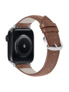 Genuine Leather Metal Buckle Wristwatch Band for Apple Watch Series 10 46mm / Ultra 2 Ultra 49mm / 9 8 7 45mm / SE (2023) SE (2022) SE 6 5 4 44mm / 3 2 1 42mm - Brown