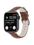 Genuine Leather Metal Buckle Wristwatch Band for Apple Watch Series 10 46mm / Ultra 2 Ultra 49mm / 9 8 7 45mm / SE (2023) SE (2022) SE 6 5 4 44mm / 3 2 1 42mm - Brown