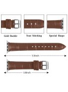 Genuine Leather Metal Buckle Wristwatch Band for Apple Watch Series 10 46mm / Ultra 2 Ultra 49mm / 9 8 7 45mm / SE (2023) SE (2022) SE 6 5 4 44mm / 3 2 1 42mm - Brown