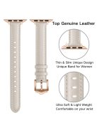 Genuine Leather Replacement Smart Watch Band Strap for Apple Watch Series 10 42mm / 9 8 7 41mm / 6 5 4 SE SE (2022) SE (2023) 40mm / 3 2 1 38mm - Beige / Rose Gold Buckle