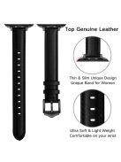 Genuine Leather Replacement Smart Watch Band Strap for Apple Watch Series 10 42mm / 9 8 7 41mm / 6 5 4 SE SE (2022) SE (2023) 40mm / 3 2 1 38mm - Black / Black Buckle