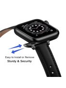 Genuine Leather Replacement Smart Watch Band Strap for Apple Watch Series 10 42mm / 9 8 7 41mm / 6 5 4 SE SE (2022) SE (2023) 40mm / 3 2 1 38mm - Black / Black Buckle