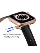 Genuine Leather Replacement Smart Watch Band Strap for Apple Watch Series 10 42mm / 9 8 7 41mm / 6 5 4 SE SE (2022) SE (2023) 40mm / 3 2 1 38mm - Black / Rose Gold Buckle