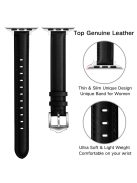 Genuine Leather Replacement Smart Watch Band Strap for Apple Watch Series 10 42mm / 9 8 7 41mm / 6 5 4 SE SE (2022) SE (2023) 40mm / 3 2 1 38mm - Black / Silver Buckle