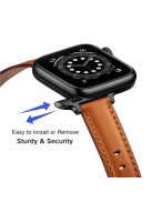 Genuine Leather Replacement Smart Watch Band Strap for Apple Watch Series 10 42mm / 9 8 7 41mm / 6 5 4 SE SE (2022) SE (2023) 40mm / 3 2 1 38mm - Brown / Black Buckle