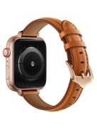 Genuine Leather Replacement Smart Watch Band Strap for Apple Watch Series 10 42mm / 9 8 7 41mm / 6 5 4 SE SE (2022) SE (2023) 40mm / 3 2 1 38mm - Brown / Rose Gold Buckle