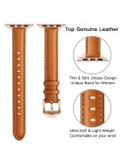 Genuine Leather Replacement Smart Watch Band Strap for Apple Watch Series 10 42mm / 9 8 7 41mm / 6 5 4 SE SE (2022) SE (2023) 40mm / 3 2 1 38mm - Brown / Rose Gold Buckle