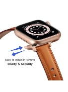 Genuine Leather Replacement Smart Watch Band Strap for Apple Watch Series 10 42mm / 9 8 7 41mm / 6 5 4 SE SE (2022) SE (2023) 40mm / 3 2 1 38mm - Brown / Rose Gold Buckle