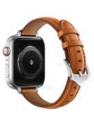 Genuine Leather Replacement Smart Watch Band Strap for Apple Watch Series 10 42mm / 9 8 7 41mm / 6 5 4 SE SE (2022) SE (2023) 40mm / 3 2 1 38mm - Brown / Silver Buckle