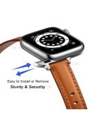 Genuine Leather Replacement Smart Watch Band Strap for Apple Watch Series 10 42mm / 9 8 7 41mm / 6 5 4 SE SE (2022) SE (2023) 40mm / 3 2 1 38mm - Brown / Silver Buckle