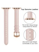 Genuine Leather Replacement Smart Watch Band Strap for Apple Watch Series 10 42mm / 9 8 7 41mm / 6 5 4 SE SE (2022) SE (2023) 40mm / 3 2 1 38mm - Pink / Rose Gold Buckle