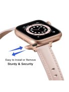 Genuine Leather Replacement Smart Watch Band Strap for Apple Watch Series 10 42mm / 9 8 7 41mm / 6 5 4 SE SE (2022) SE (2023) 40mm / 3 2 1 38mm - Pink / Rose Gold Buckle