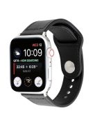 Genuine Leather Rivet Buckle Smart Watch Band for Apple Watch Series 10 42mm / 9 8 7 41mm / SE (2023) SE (2022) SE 6 5 4 40mm / 3 2 1 38mm - Black