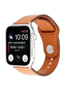 Genuine Leather Rivet Buckle Smart Watch Band for Apple Watch Series 10 42mm / 9 8 7 41mm / SE (2023) SE (2022) SE 6 5 4 40mm / 3 2 1 38mm - Brown