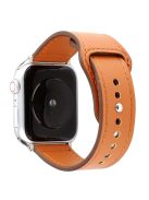 Genuine Leather Rivet Buckle Smart Watch Band for Apple Watch Series 10 42mm / 9 8 7 41mm / SE (2023) SE (2022) SE 6 5 4 40mm / 3 2 1 38mm - Brown