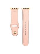 Genuine Leather Rivet Buckle Smart Watch Band for Apple Watch Series 10 42mm / 9 8 7 41mm / SE (2023) SE (2022) SE 6 5 4 40mm / 3 2 1 38mm - Pink