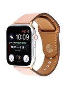 Genuine Leather Rivet Buckle Smart Watch Band for Apple Watch Series 10 42mm / 9 8 7 41mm / SE (2023) SE (2022) SE 6 5 4 40mm / 3 2 1 38mm - Pink