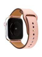 Genuine Leather Rivet Buckle Smart Watch Band for Apple Watch Series 10 42mm / 9 8 7 41mm / SE (2023) SE (2022) SE 6 5 4 40mm / 3 2 1 38mm - Pink