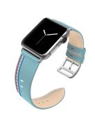 Genuine Leather Single Tour Watch Band for Apple Watch Series 10 46mm / Ultra 2 Ultra 49mm / 9 8 7 45mm / SE (2023) SE (2022) SE 6 5 4 44mm / 3 2 1 42mm - Blue