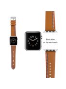 Genuine Leather Single Tour Watch Band for Apple Watch Series 10 46mm / Ultra 2 Ultra 49mm / 9 8 7 45mm / SE (2023) SE (2022) SE 6 5 4 44mm / 3 2 1 42mm - Brown