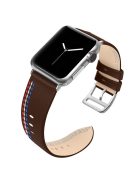 Genuine Leather Single Tour Watch Band for Apple Watch Series 10 46mm / Ultra 2 Ultra 49mm / 9 8 7 45mm / SE (2023) SE (2022) SE 6 5 4 44mm / 3 2 1 42mm - Chocolate