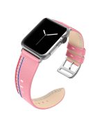 Genuine Leather Single Tour Watch Band for Apple Watch Series 10 46mm / Ultra 2 Ultra 49mm / 9 8 7 45mm / SE (2023) SE (2022) SE 6 5 4 44mm / 3 2 1 42mm - Pink