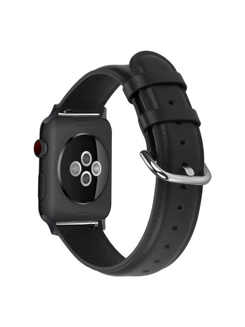 Genuine Leather Smart Watch Band for Apple Watch Series 10 42mm / 9 8 7 41mm / SE (2023) SE (2022) SE 6 5 4 40mm / 3 2 1 38mm - Black