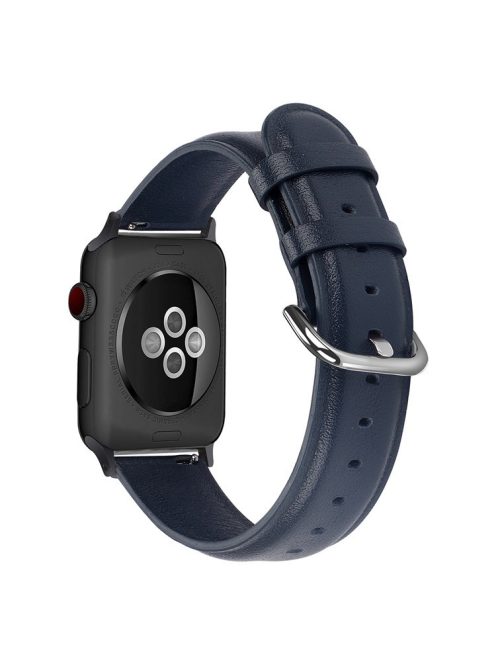 Genuine Leather Smart Watch Band for Apple Watch Series 10 42mm / 9 8 7 41mm / SE (2023) SE (2022) SE 6 5 4 40mm / 3 2 1 38mm - Dark Blue