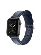 Genuine Leather Smart Watch Band for Apple Watch Series 10 42mm / 9 8 7 41mm / SE (2023) SE (2022) SE 6 5 4 40mm / 3 2 1 38mm - Dark Blue