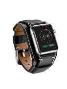 Genuine Leather Smart Watch Band Replacement Strap for Apple Watch Series 10 46mm / Ultra 2 Ultra 49mm / 9 8 7 45mm / SE (2023) SE (2022) SE 6 5 4 44mm / 3 2 1 42mm - Black