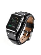 Genuine Leather Smart Watch Band Replacement Strap for Apple Watch Series 10 46mm / Ultra 2 Ultra 49mm / 9 8 7 45mm / SE (2023) SE (2022) SE 6 5 4 44mm / 3 2 1 42mm - Black