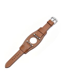   Genuine Leather Smart Watch Band Replacement Strap for Apple Watch Series 10 46mm / Ultra 2 Ultra 49mm / 9 8 7 45mm / SE (2023) SE (2022) SE 6 5 4 44mm / 3 2 1 42mm - Light Brown