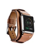 Genuine Leather Smart Watch Band Replacement Strap for Apple Watch Series 10 46mm / Ultra 2 Ultra 49mm / 9 8 7 45mm / SE (2023) SE (2022) SE 6 5 4 44mm / 3 2 1 42mm - Light Brown