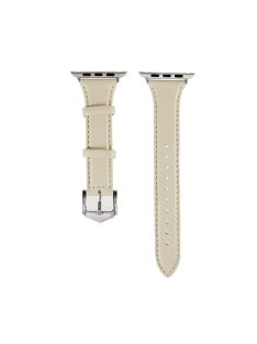   Genuine Leather Smart Watch Band Strap for Apple Watch Series 10 42mm / 9 8 7 41mm / SE (2023) SE (2022) SE 6 5 4 40mm / 3 2 1 38mm - Beige