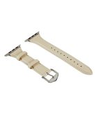 Genuine Leather Smart Watch Band Strap for Apple Watch Series 10 42mm / 9 8 7 41mm / SE (2023) SE (2022) SE 6 5 4 40mm / 3 2 1 38mm - Beige