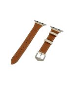 Genuine Leather Smart Watch Band Strap for Apple Watch Series 10 42mm / 9 8 7 41mm / SE (2023) SE (2022) SE 6 5 4 40mm / 3 2 1 38mm - Beige