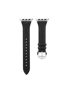   Genuine Leather Smart Watch Band Strap for Apple Watch Series 10 42mm / 9 8 7 41mm / SE (2023) SE (2022) SE 6 5 4 40mm / 3 2 1 38mm - Black