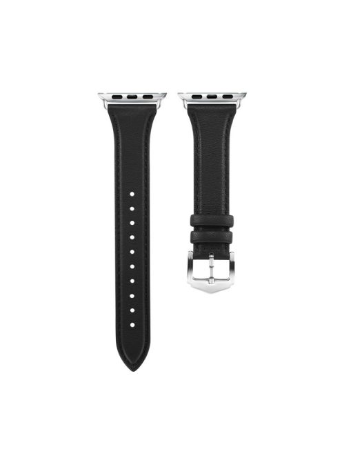 Genuine Leather Smart Watch Band Strap for Apple Watch Series 10 42mm / 9 8 7 41mm / SE (2023) SE (2022) SE 6 5 4 40mm / 3 2 1 38mm - Black