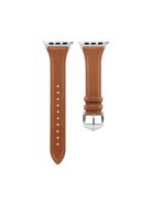 Genuine Leather Smart Watch Band Strap for Apple Watch Series 10 42mm / 9 8 7 41mm / SE (2023) SE (2022) SE 6 5 4 40mm / 3 2 1 38mm - Brown