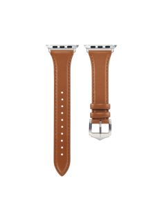   Genuine Leather Smart Watch Band Strap for Apple Watch Series 10 42mm / 9 8 7 41mm / SE (2023) SE (2022) SE 6 5 4 40mm / 3 2 1 38mm - Brown