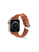 Genuine Leather Smart Watch Band Strap for Apple Watch Series 10 42mm / 9 8 7 41mm / SE (2023) SE (2022) SE 6 5 4 40mm / 3 2 1 38mm - Brown