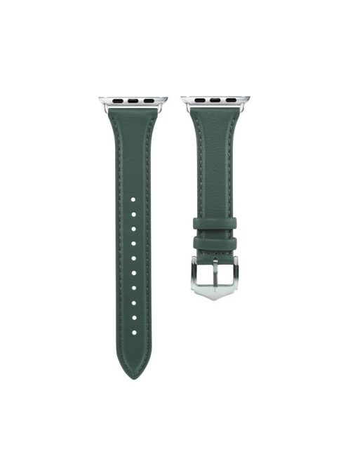 Genuine Leather Smart Watch Band Strap for Apple Watch Series 10 42mm / 9 8 7 41mm / SE (2023) SE (2022) SE 6 5 4 40mm / 3 2 1 38mm - Green