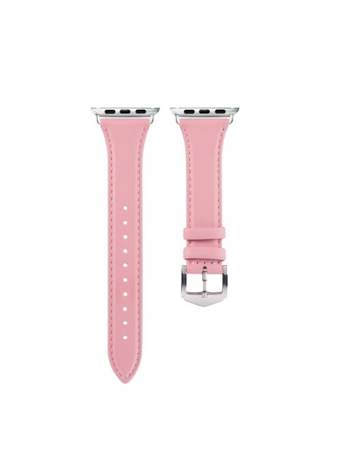 Genuine Leather Smart Watch Band Strap for Apple Watch Series 10 42mm / 9 8 7 41mm / SE (2023) SE (2022) SE 6 5 4 40mm / 3 2 1 38mm - Pink