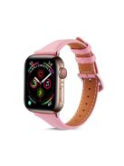 Genuine Leather Smart Watch Band Strap for Apple Watch Series 10 42mm / 9 8 7 41mm / SE (2023) SE (2022) SE 6 5 4 40mm / 3 2 1 38mm - Pink