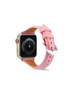 Genuine Leather Smart Watch Band Strap for Apple Watch Series 10 42mm / 9 8 7 41mm / SE (2023) SE (2022) SE 6 5 4 40mm / 3 2 1 38mm - Pink