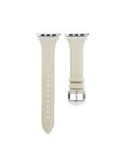 Genuine Leather Smart Watch Band Strap Replacement for Apple Watch Series 10 46mm / Ultra 2 Ultra 49mm / 9 8 7 45mm / SE (2023) SE (2022) SE 6 5 4 44mm / 3 2 1 42mm - Beige